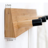 Maxbell Wall Mounted Bamboo Wood Board Coat Rack Hanger with 4 Chrome Hook Burlywood