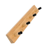 Maxbell Wall Mounted Bamboo Wood Board Coat Rack Hanger with 4 Chrome Hook Burlywood