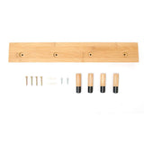 Maxbell Wall Mounted Bamboo Wood Board Coat Rack Hanger with 4 Chrome Hook Burlywood