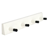 Maxbell Wall Mounted Bamboo Wood Board Coat Rack Hanger with 4 Chrome Hook White