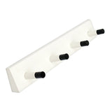 Maxbell Wall Mounted Bamboo Wood Board Coat Rack Hanger with 4 Chrome Hook White