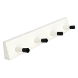 Maxbell Wall Mounted Bamboo Wood Board Coat Rack Hanger with 4 Chrome Hook White