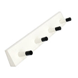 Maxbell Wall Mounted Bamboo Wood Board Coat Rack Hanger with 4 Chrome Hook White