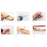 Maxbell Wall Mounted Bamboo Wood Board Coat Rack Hanger with 4 Chrome Hook White