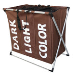 Max Canvas Laundry Hamper Basket Storage Bag Metal Frame Free Stand Coffee