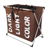Max Canvas Laundry Hamper Basket Storage Bag Metal Frame Free Stand Coffee