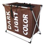 Max Canvas Laundry Hamper Basket Storage Bag Metal Frame Free Stand Coffee