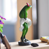Max Resin Creative Dancing Frog Figurine Home Office Tabletop Decor Gift B