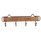 Max Vintage Wood Metal Wall Hook Storage Rack Clothes Hanger Hook Brown 4 Hooks