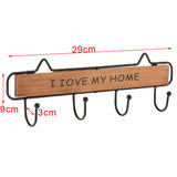 Max Vintage Wood Metal Wall Hook Storage Rack Clothes Hanger Hook Brown 4 Hooks