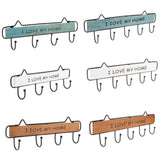 Max Vintage Wood Metal Wall Hook Storage Rack Clothes Hanger Hook Brown 4 Hooks