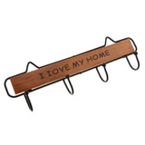 Max Vintage Wood Metal Wall Hook Storage Rack Clothes Hanger Hook Brown 4 Hooks