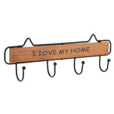 Max Vintage Wood Metal Wall Hook Storage Rack Clothes Hanger Hook Brown 4 Hooks