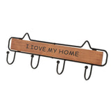 Max Vintage Wood Metal Wall Hook Storage Rack Clothes Hanger Hook Brown 4 Hooks