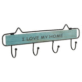 Max Vintage Wood Metal Wall Hook Storage Rack Clothes Hanger Hook Blue 4 Hooks