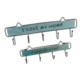 Max Vintage Wood Metal Wall Hook Storage Rack Clothes Hanger Hook Blue 4 Hooks