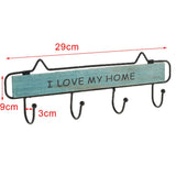 Max Vintage Wood Metal Wall Hook Storage Rack Clothes Hanger Hook Blue 4 Hooks