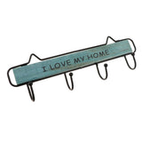 Max Vintage Wood Metal Wall Hook Storage Rack Clothes Hanger Hook Blue 4 Hooks