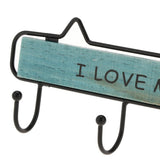 Max Vintage Wood Metal Wall Hook Storage Rack Clothes Hanger Hook Blue 4 Hooks