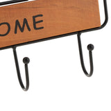 Max Vintage Wood Metal Wall Hook Storage Rack Clothes Hanger Hook Brown 5 Hooks