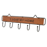 Max Vintage Wood Metal Wall Hook Storage Rack Clothes Hanger Hook Brown 5 Hooks