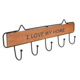 Max Vintage Wood Metal Wall Hook Storage Rack Clothes Hanger Hook Brown 5 Hooks