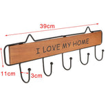 Max Vintage Wood Metal Wall Hook Storage Rack Clothes Hanger Hook Brown 5 Hooks