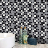 Black and White Mosaic Tile Sticker Kitchen Bathroom Floor Wall Decoration C