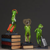Maxbell Resin 3D Craft Frog With Suitcase Figurine Home Tabletop Decor Gift Gold