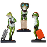 Maxbell Resin 3D Craft Frog With Suitcase Figurine Home Tabletop Decor Gift Gold