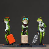 Maxbell Resin 3D Craft Frog With Suitcase Figurine Home Tabletop Decor Gift Gold
