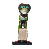 Maxbell Resin 3D Craft Frog With Suitcase Figurine Home Tabletop Decor Gift Gold