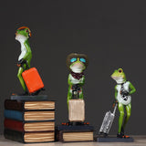 Maxbell Resin 3D Craft Frog With Suitcase Figurine Home Tabletop Decor Gift Gold