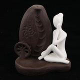 Max Maxb Ceramic Backflow Yoga Girl Incense Burner Home Yoga Room Study Decoration E