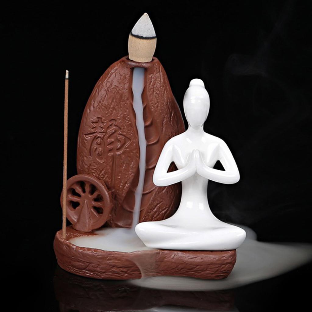 Ceramic Backflow Yoga Girl Incense Burner Home Yoga Room Study Decoration I