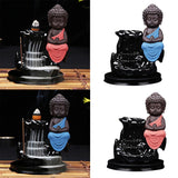 Max Maxb Ceramic Porcelain Buddha Backflow Incense Burner Ceramic Cones Holder Blue