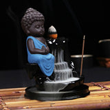 Max Maxb Ceramic Porcelain Buddha Backflow Incense Burner Ceramic Cones Holder Blue