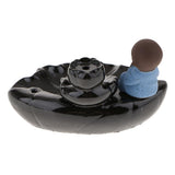 Max Small Monk Figurine Backflow Ceramic Cone Incense Smoke Burner Holder Blue