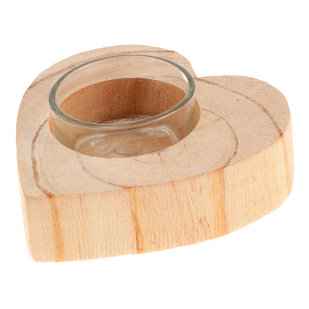 Solid Wood Decor Candle Holder Candlestick Tea Light Holder Holidays Heart