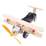 Max Maxb DIY Plane Model Kit Wood Kids Physical Science Experiments Toy Double lights