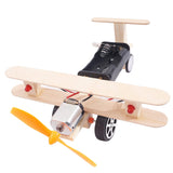 Max Maxb DIY Plane Model Kit Wood Kids Physical Science Experiments Toy Double lights