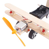 Max Maxb DIY Plane Model Kit Wood Kids Physical Science Experiments Toy Double lights