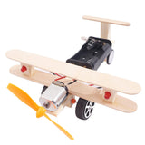 Max Maxb DIY Plane Model Kit Wood Kids Physical Science Experiments Toy Double lights