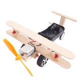 Max Maxb DIY Plane Model Kit Wood Kids Physical Science Experiments Toy Double lights
