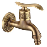 Max Dragon Carved Vintage Brass Single Cold Water Faucet Sink Tap Wall Mounted A