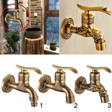 Max Dragon Carved Vintage Brass Single Cold Water Faucet Sink Tap Wall Mounted A