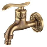 Max Dragon Carved Vintage Brass Single Cold Water Faucet Sink Tap Wall Mounted A