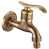 Max Dragon Carved Vintage Brass Single Cold Water Faucet Sink Tap Wall Mounted A