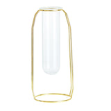 Maxbell  Glass Flower Vase Hydroponic Plants Container with Stand Gold Tall