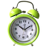 Silent Bedside Double Twin Bell Alarm Clock with Nigth Light Function Green